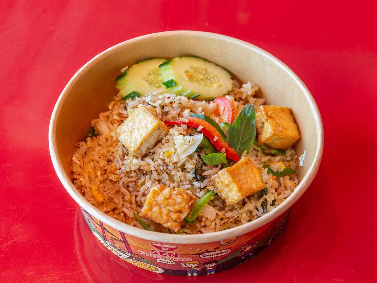 Thai red curry served with rice